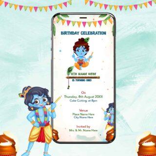 Unique Little Krishna First Birthday Theme Invitation Video